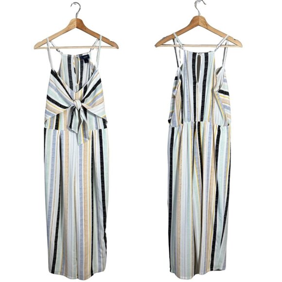 Daytrip Striped Wide Leg Jumpsuit Women's Small Multicolor Sleeveless Tie Front - Picture 2 of 11